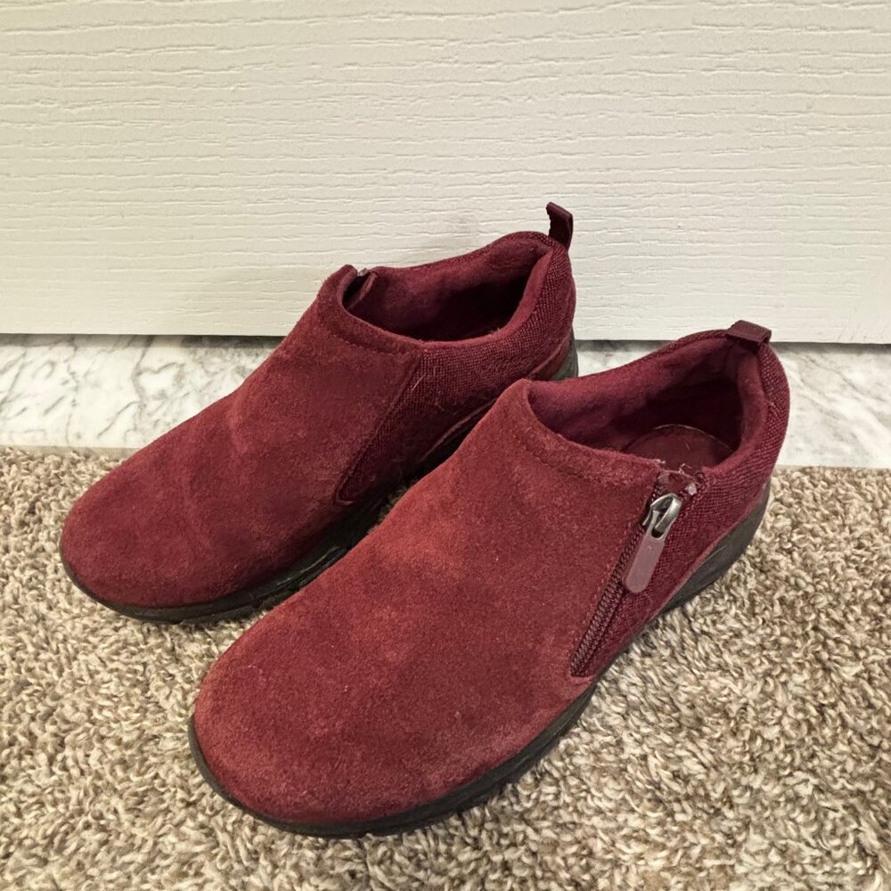 Lands End All Weather Burgundy Suede Slip On Booties - Womens Size 7.5